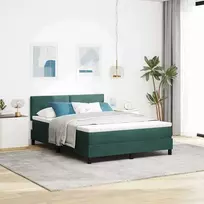 LED Čiužinio Lova su LED Tamsiai žalia 160 x 200 cm Aksomas