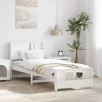 Lova Lovos rėmas su galvūgalio Balta 75 x 190 cm Apdirbta mediena