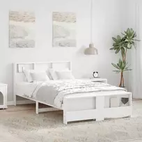 Lova Lovos rėmas su lentyna Balta 135 x 190 cm Tvirtas pušies medis