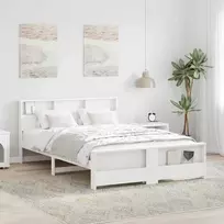 Lova Lovos rėmas su galvūgalio Balta 150 x 200 cm Apdirbta mediena