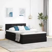Saugos lova su čiužiniu su saugykla Juoda 140 x 200 cm Aksomas