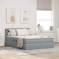 LED saugojimo lova su čiužiniu Šviesiai pilka 140 x 200 cm