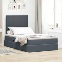 LED saugojimo lova su čiužiniu Tamsiai pilka 120 x 200 cm