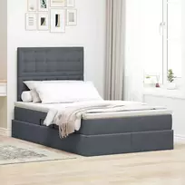 LED saugojimo lova su čiužiniu Tamsiai pilka 120 x 200 cm
