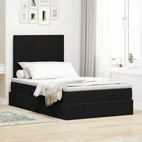 LED saugojimo lova su čiužiniu Juoda 120 x 200 cm Aksomas
