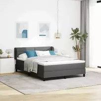 Kiemas lova su čiužiniu Tamsiai pilka 140 x 200 cm audinys
