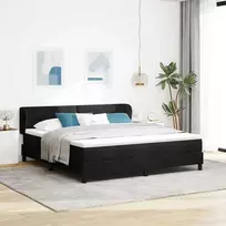 Kiemas lova su galvūgalio Juoda 180 x 200 cm Aksomas