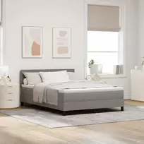 Kiemas lova su čiužiniu su LED Taupe 140 x 190 cm audinys