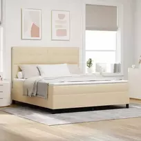 Kiemas lova su čiužiniu su LED Kreminė 180 x 200 cm audinys