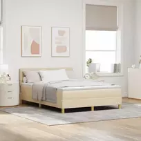 LED Čiužinio Lova su galvūgalio Kreminė 140 x 200 cm audinys