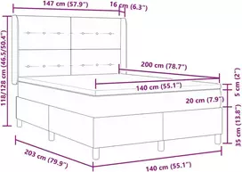 Kiemas lova su čiužiniu Taupe 200 x 140 cm audinys