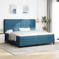 Kiemas lova su čiužiniu Tamsiai mėlyna 200 x 200 cm Aksomas