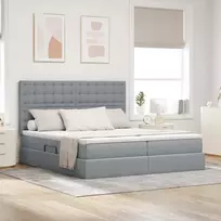 LED saugojimo lova su čiužiniu Šviesiai pilka 180 x 200 cm