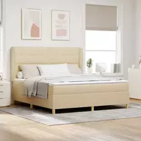 Kiemas lova su čiužiniu Kreminė 200 x 180 cm audinys