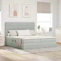 LED saugojimo lova su čiužiniu Šviesiai pilka 180 x 200 cm