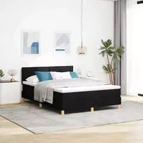 Kiemas lova su pagalve su galvūgalio Juoda 140 x 190 cm audinys