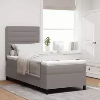 Kiemas lova su čiužiniu su LED Taupe 90 x 190 cm audinys