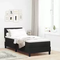 LED Čiužinio Lova su čiužiniu su LED Juoda 80 x 200 cm Aksomas