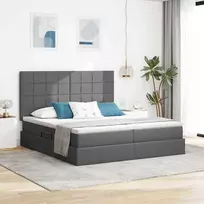 LED saugojimo lova su čiužiniu Tamsiai pilka 180 x 200 cm