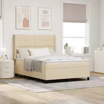 LED Čiužinio Lova su čiužiniu Kreminė 140 x 200 cm audinys