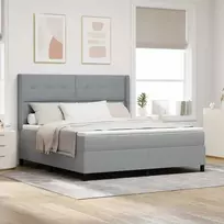 LED Čiužinio Lova Šviesiai pilka 180 x 200 cm audinys