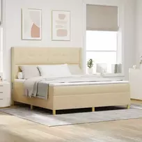 Kiemas lova su LED juostelėmis Kreminė 180 x 200 cm audinys