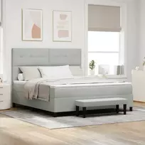 Kiemas lova su galvūgalio Šviesiai pilka 200 x 180 cm Aksomas