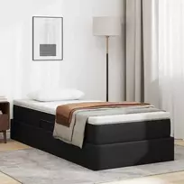 Lova su daiktų laikymo vieta ir čiužiniu Juoda 90 x 190 cm