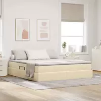 Lova su daiktų laikymo vieta ir čiužiniu Kreminė 180 x 200 cm