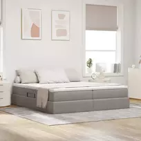 Lova su daiktų laikymo vieta ir čiužiniu Taupe 180 x 200 cm
