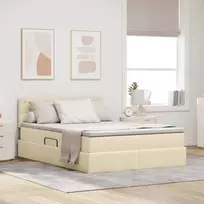 Lova su daiktų laikymo vieta ir čiužiniu Kremas 140 x 190 cm