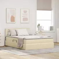 Lova su daiktų laikymo vieta ir čiužiniu Kremas 140 x 190 cm