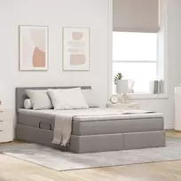 Lova su daiktų laikymo vieta ir čiužiniu Taupe 140 x 200 cm