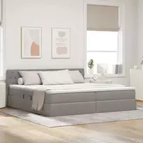 LED saugojimo lova su čiužiniu Taupe 200 x 200 cm Audinys