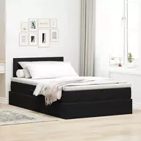 Saugos lova su čiužiniu su saugykla Juoda 120 x 190 cm Aksomas