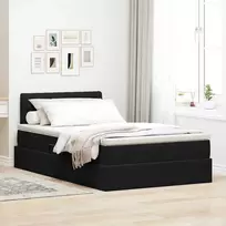 Saugos lova su čiužiniu su saugykla Juoda 120 x 190 cm Aksomas