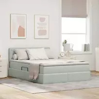 Saugos lova su čiužiniu Šviesiai pilka 140 x 190 cm Aksomas