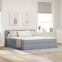 LED saugojimo lova su čiužiniu Šviesiai pilka 160 x 200 cm