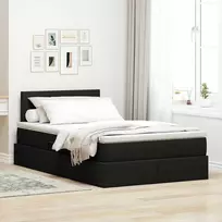 LED saugojimo lova su čiužiniu Juoda 120 x 200 cm Audinys