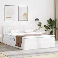 Lova su daiktų laikymo vieta ir LED Švari balta 140 x 190 cm