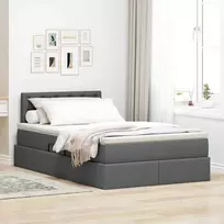 LED saugojimo lova su čiužiniu Tamsiai pilka 120 x 190 cm
