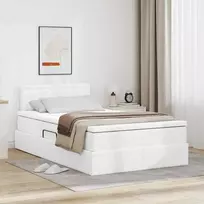 Lova su daiktų laikymo vieta ir LED Švari balta 120 x 200 cm