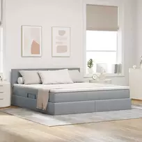 LED saugojimo lova su čiužiniu Šviesiai pilka 180 x 200 cm