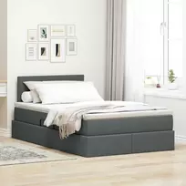 LED saugojimo lova su čiužiniu Tamsiai pilka 120 x 190 cm