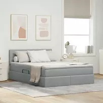 LED saugojimo lova su čiužiniu Šviesiai pilka 140 x 190 cm