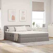 LED saugojimo lova su čiužiniu Taupe 180 x 200 cm Audinys