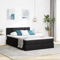 LED saugojimo lova su čiužiniu Juoda 140 x 190 cm Audinys