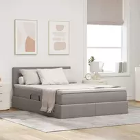 LED saugojimo lova su čiužiniu Taupe 140 x 200 cm Audinys