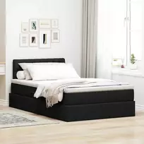LED saugojimo lova su čiužiniu Juoda 120 x 190 cm Audinys