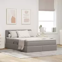 LED saugojimo lova su čiužiniu Taupe 140 x 200 cm Audinys